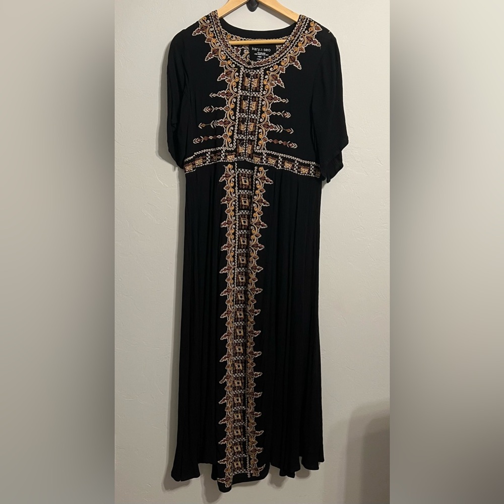 Black Embroidered Maxi Dress
